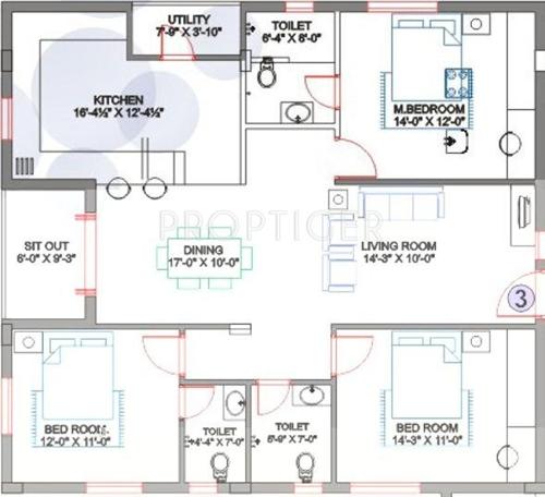 Srinilaya Anitha Avenue (3BHK+3T (1,710 sq ft) 1710 sq ft)