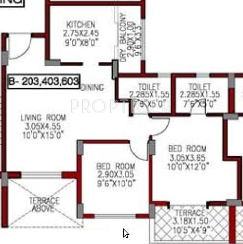 Sanskruti Casa Poli (2BHK+2T (891 sq ft) 891 sq ft)