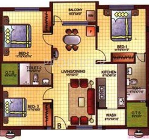 Casagrand Sankriti (3BHK+2T (980 sq ft) 980 sq ft)