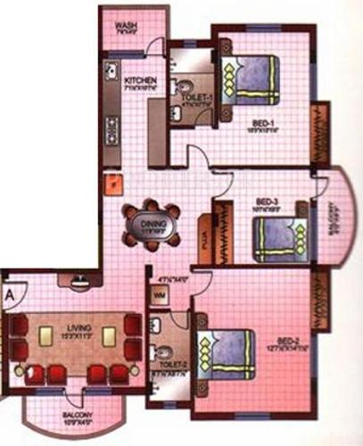 Casagrand Sankriti (3BHK+2T (1,345 sq ft) 1345 sq ft)