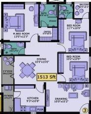 Shanta Satellite Township Block F (3BHK+3T (1,513 sq ft) 1513 sq ft)