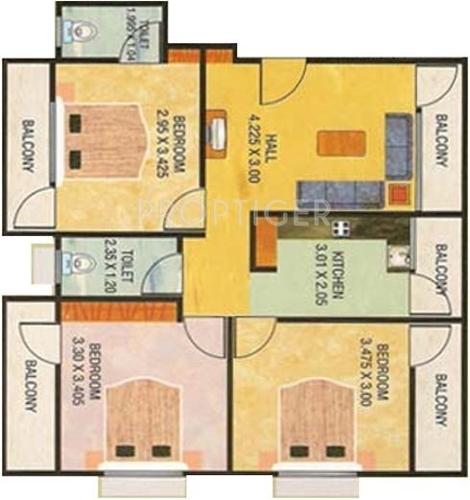 Green Amans Tower (3BHK+2T (1,100 sq ft) 1100 sq ft)