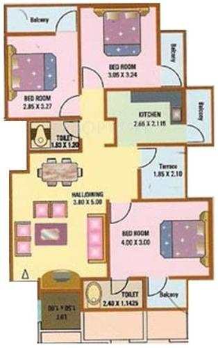 Green Amans Galaxy (3BHK+2T (1,150 sq ft) 1150 sq ft)