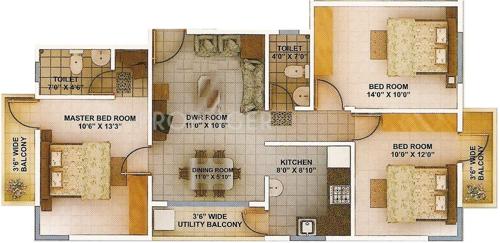 Green Amans Landmark (3BHK+2T (1,200 sq ft) 1200 sq ft)