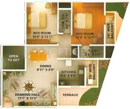 Green Amans Majestic (2BHK+2T (1,202 sq ft) 1202 sq ft)