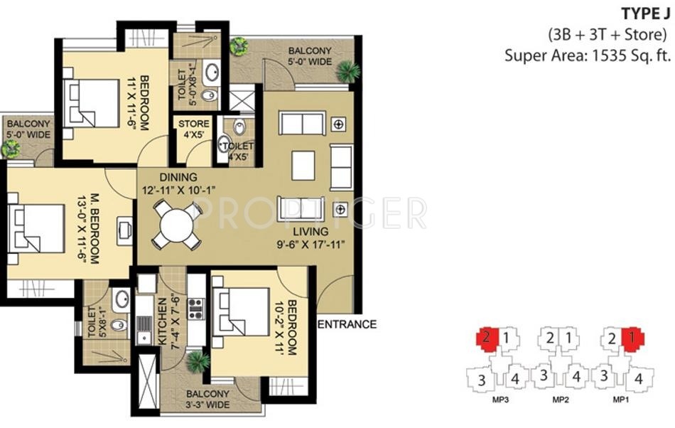 Eldeco Magnolia Park (3BHK+3T (1,535 sq ft) 1535 sq ft) Eldeco Magnolia Park (3BHK+3T (1,535 sq ft) 1535 sq ft)