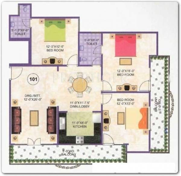 BCC Bharat Residency (3BHK+2T (1,800 sq ft) 1800 sq ft)