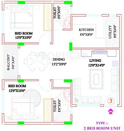 MDVR Anand Krishna Residency (2BHK+2T (1,060 sq ft) 1060 sq ft)