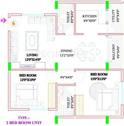 MDVR Anand Krishna Residency (2BHK+2T (1,025 sq ft) 1025 sq ft)