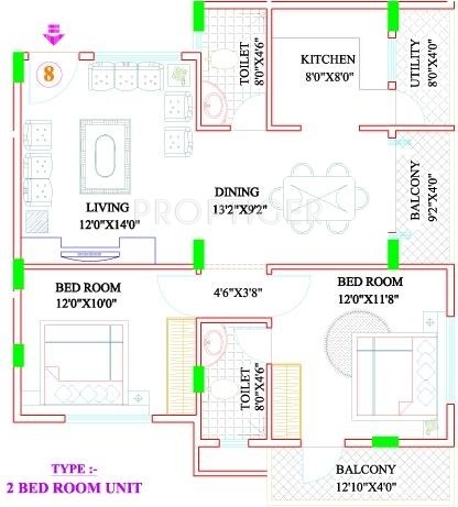 MDVR Anand Krishna Residency (2BHK+2T (1,079 sq ft) 1079 sq ft)