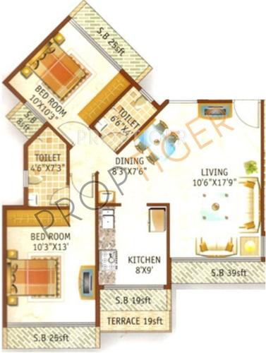 Gajra Bhoomi Elite (2BHK+2T (1,272 sq ft) 1272 sq ft)