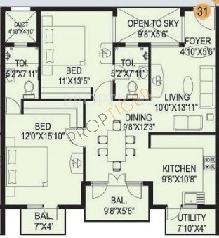 Mahaveer Varna (2BHK+2T (1,217 sq ft) 1217 sq ft)