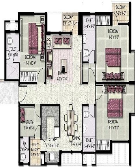 Jaypee Kensington Park Apartments (3BHK+3T (1,550 sq ft) 1550 sq ft)