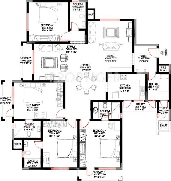 Sobha Suncrest (4BHK+5T (2,762 sq ft)   Servant Room 2762 sq ft)