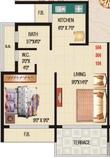 Today Wisdom (1BHK+1T (770 sq ft) 770 sq ft)