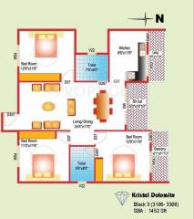 Kristal Dolomite (3BHK+2T (1,452 sq ft) 1452 sq ft)