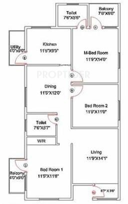 Kristal Citrine (3BHK+2T (1,350 sq ft) 1350 sq ft) Kristal Citrine (3BHK+2T (1,350 sq ft) 1350 sq ft)