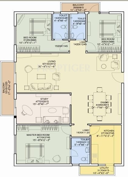 DLF New City Heights (3BHK+3T (2,122 sq ft) + Study Room 2122 sq ft) DLF New City Heights (3BHK+3T (2,122 sq ft) + Study Room 2122 sq ft)