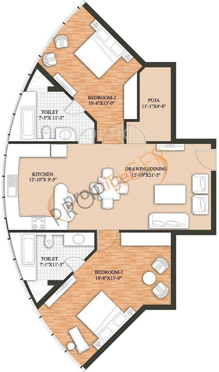 Raheja Revanta (2BHK+2T (1,478 sq ft) + Pooja Room 1478 sq ft)