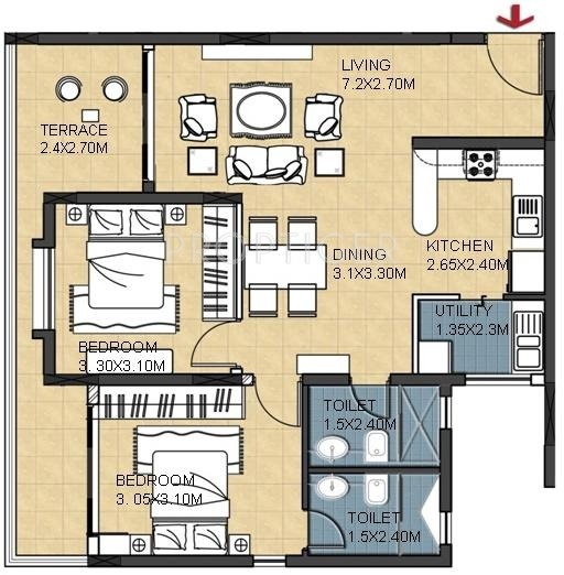 Skylark Zenith (2BHK+2T (923 sq ft) 923 sq ft)