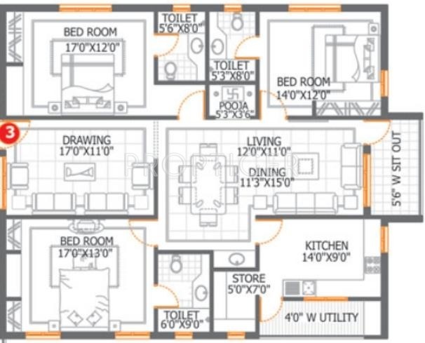 DSR Aditya DSR Lake Side (3BHK+3T (2,165 sq ft)   Pooja Room 2165 sq ft) DSR Aditya DSR Lake Side (3BHK+3T (2,165 sq ft)   Pooja Room 2165 sq ft)