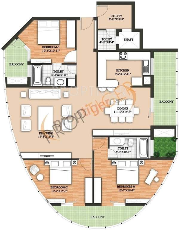 Raheja Revanta (3BHK+3T (2,457 sq ft) 2457 sq ft)