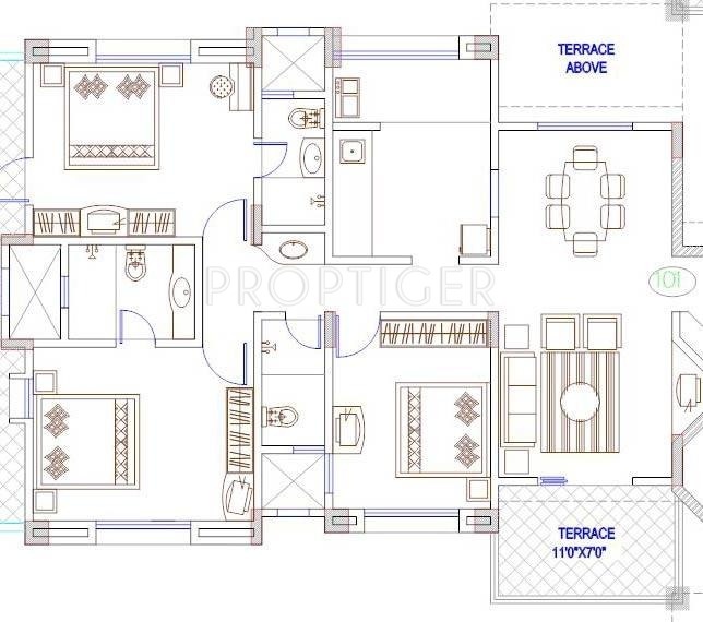 Magarpatta Trillium (3BHK+3T (1,346 sq ft) 1346 sq ft)