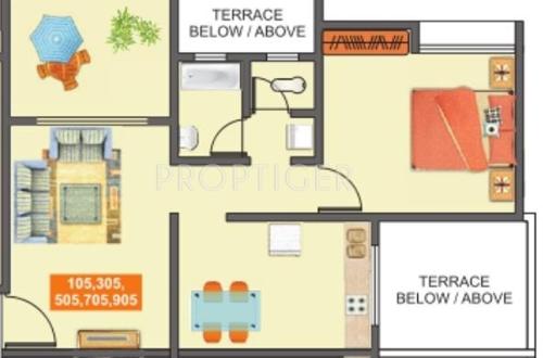 Mantra Majestica (1BHK+1T (636 sq ft) 636 sq ft)