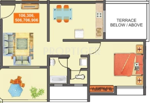 Mantra Majestica (1BHK+1T (631 sq ft) 631 sq ft)