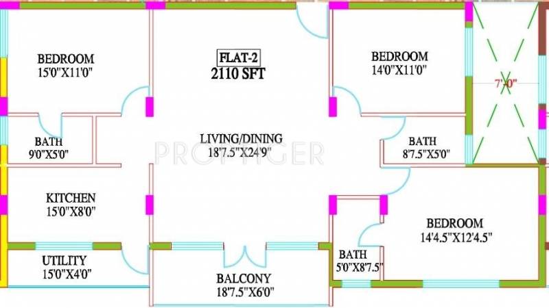 Laa Laa Royal Manor (3BHK+3T (2,110 sq ft) 2110 sq ft)