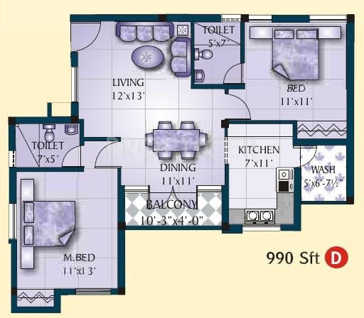 Jamals Orchid (2BHK+2T (990 sq ft) 990 sq ft)