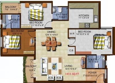 Anmol Abhinandhan (3BHK+3T (1,455 sq ft) 1455 sq ft) Anmol Abhinandhan (3BHK+3T (1,455 sq ft) 1455 sq ft)
