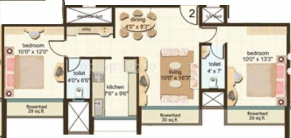 Kesar Harmony Floor Plan (2BHK+2T)