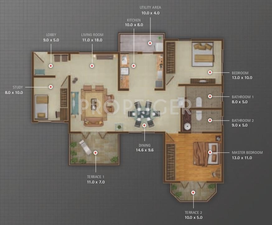 Atul Alcove (2BHK+2T (1,282 sq ft) 1282 sq ft)