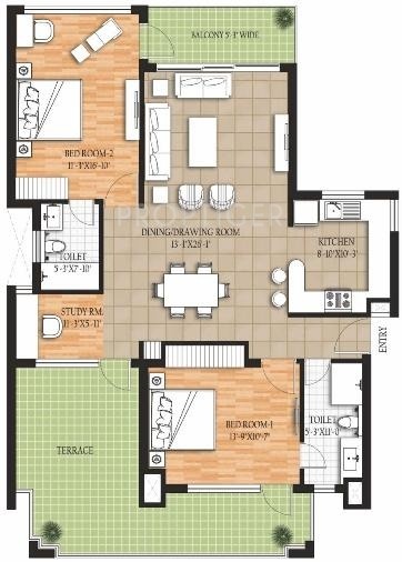 Raheja Oma (2BHK+2T (1,553 sq ft) Study Room 1553 sq ft) Raheja Oma (2BHK+2T (1,553 sq ft) Study Room 1553 sq ft)