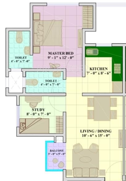 Nirmal Cypress And Magnolia (1BHK+2T (693 sq ft) + Study Room 693 sq ft)