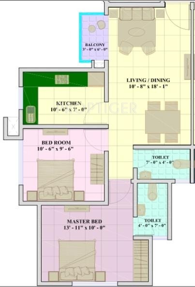Nirmal Cypress And Magnolia (2BHK+2T (891 sq ft) 891 sq ft)