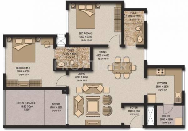 Sobha Meritta (2BHK+2T (1,402 sq ft) 1402 sq ft) Sobha Meritta (2BHK+2T (1,402 sq ft) 1402 sq ft)