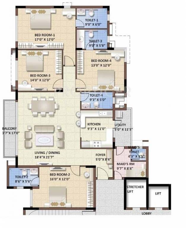 Purva Whitehall (4BHK+4T (2,252 sq ft) Servant Room 2252 sq ft) Purva Whitehall (4BHK+4T (2,252 sq ft) Servant Room 2252 sq ft)