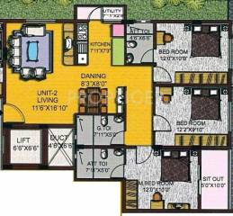 GM Sabha Pearl (3BHK+3T (1,350 sq ft) 1350 sq ft)