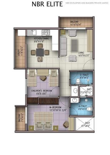 NBR NBR Elite (2BHK+2T (973 sq ft) 972.7 sq ft)