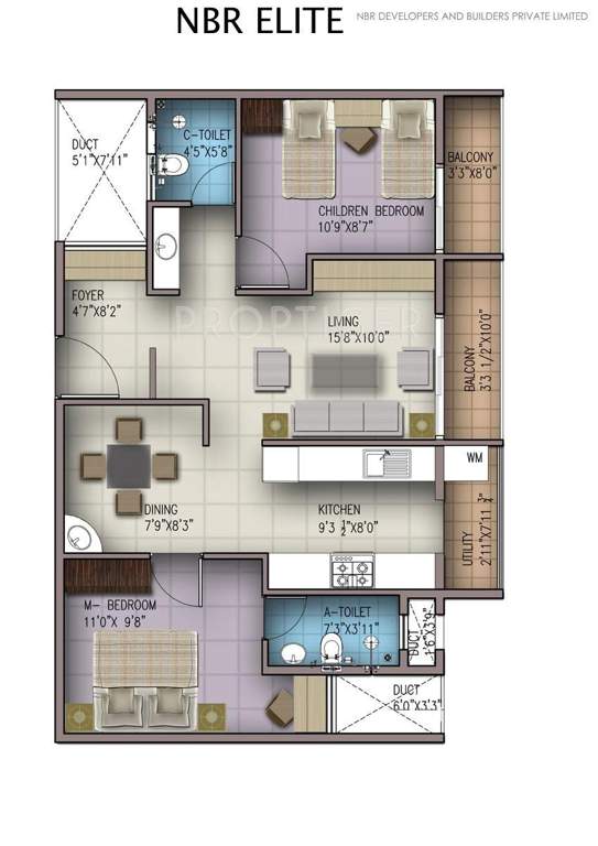 NBR NBR Elite (2BHK+2T (1,060 sq ft) 1060 sq ft)