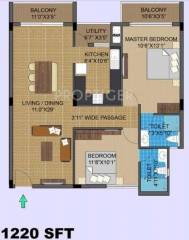 Chalukya Ranka Aquagreens (2BHK+2T (1,220 sq ft) 1220 sq ft)