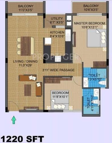 Chalukya Ranka Aquagreens (2BHK+2T (1,220 sq ft) 1220 sq ft)