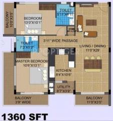 Chalukya Ranka Aquagreens (2BHK+2T (1,360 sq ft) 1360 sq ft)