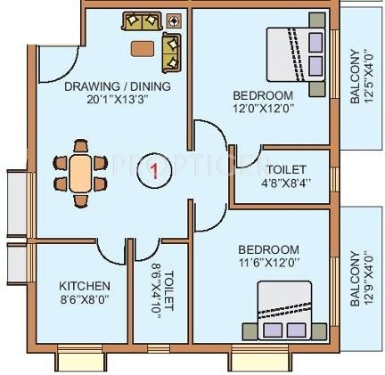 Shogun Srusti Elite (2BHK+2T (1,146 sq ft) + Pooja Room 1146 sq ft)