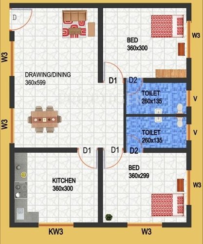 Nucleus Nucleus White Rose (2BHK+2T (712 sq ft) 712 sq ft)