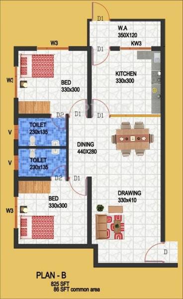 Nucleus Nucleus White Rose (2BHK+2T (825 sq ft) 825 sq ft)