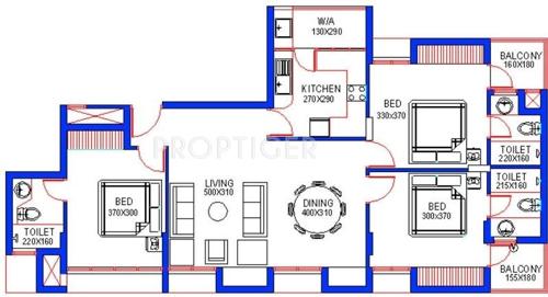 Santhi Riverdale (3BHK+3T (1,323 sq ft) 1323 sq ft)