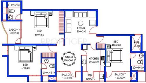 Santhi Riverdale (3BHK+3T (1,551 sq ft) 1551 sq ft)